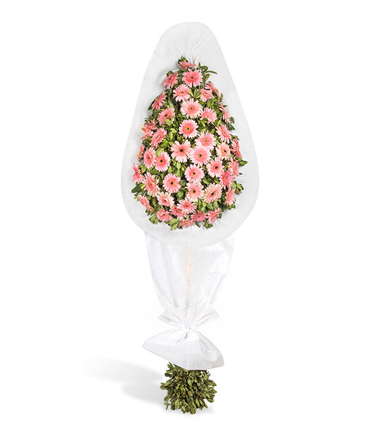 tek katlı pembe gerbera çelengi