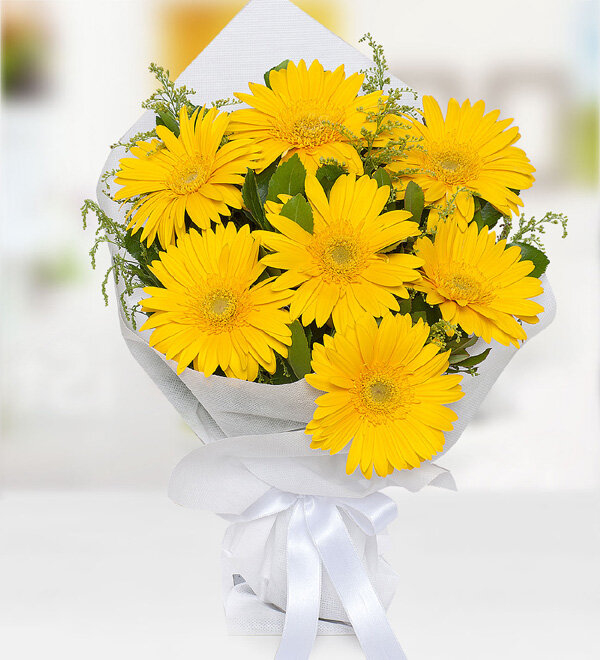 SARI DÜŞ GERBERA BUKETİ