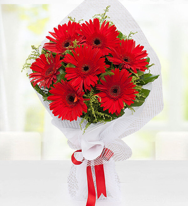 7 Lİ KIRMIZI GERBERA BUKETİ
