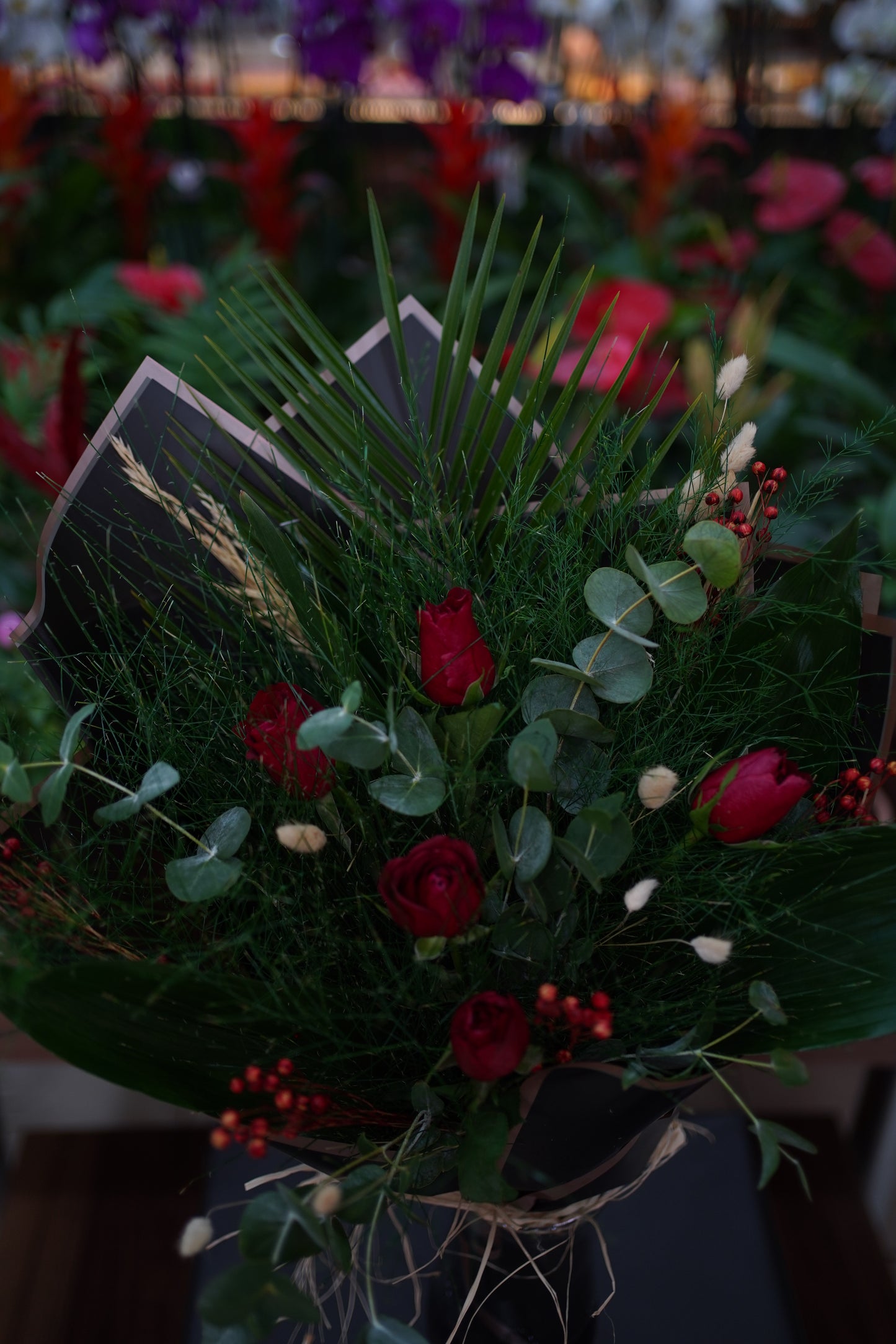 5'li Kırmızı Gül ile Gizemli Tutku